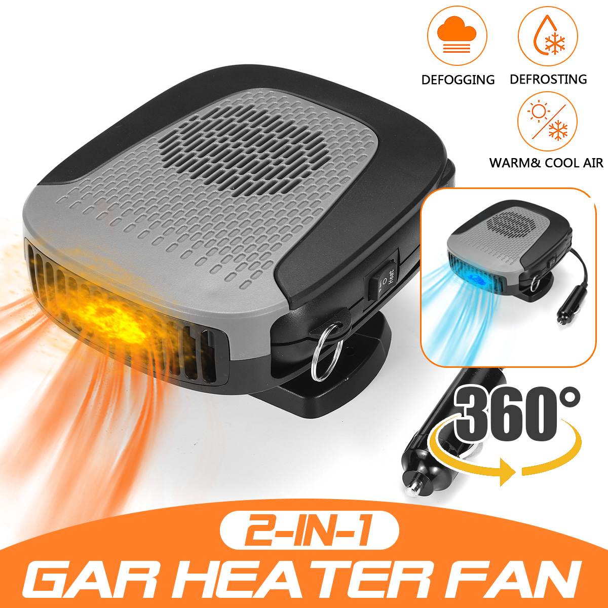 12V Portable Car Heater Defrosts Auxiliary Defogger Fan Antifreeze For Auto Home Boat Motor Caravan Camper Van RV Tent