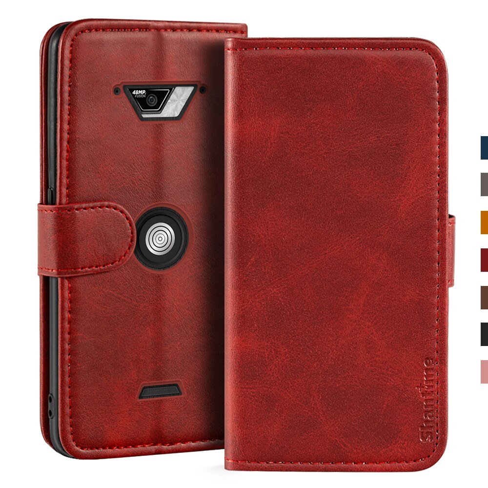 Étui portefeuille en cuir avec support pour téléphone Crosscall Core-X4, housse avec coque magnétique,: Red