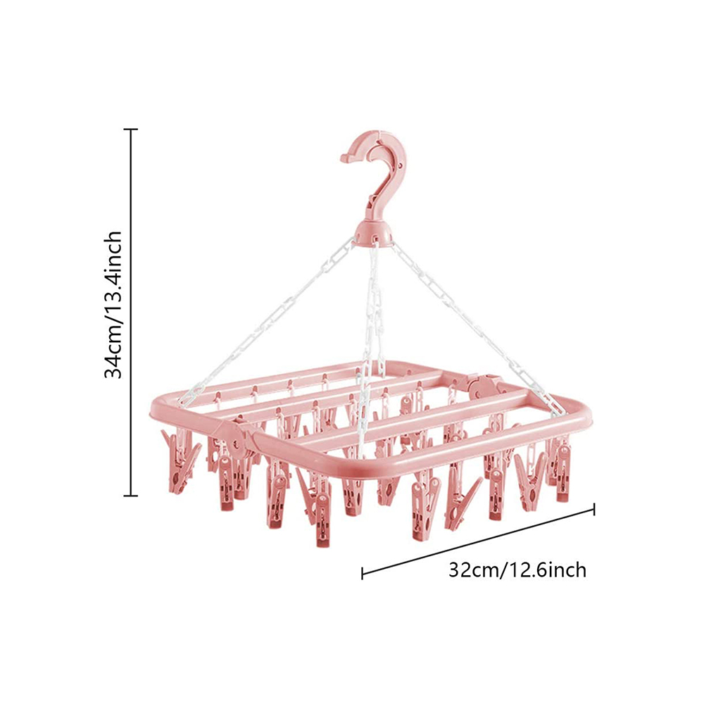 Kleding Drooghanger Met 32 Clips / 8 Clips Sokken Ondergoed Drogen Opvouwbaar Wasrek: Licht Groen