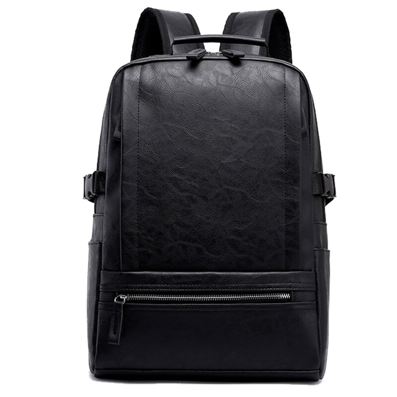 Chuwanglin men's leather backpacks pu backpack Simple male laptop backpacks waterproof backpacks for men D9061: Black