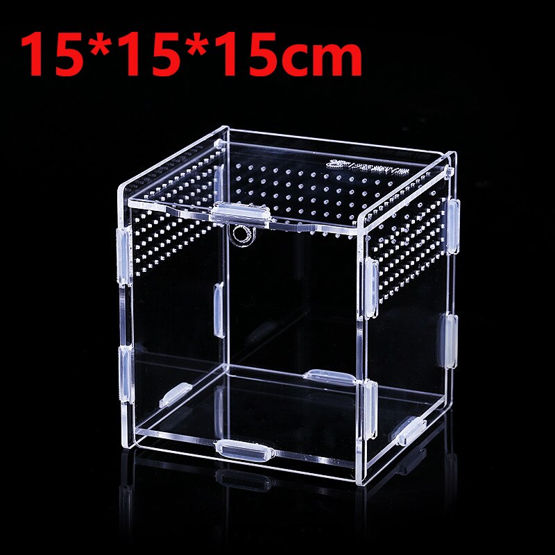 Reptile Breeding Box Acrylic Terrarium Transparent Spider Lizard Scorpion Amphibian Assembled Insect Breathable Terrarium: 15x15x15cm