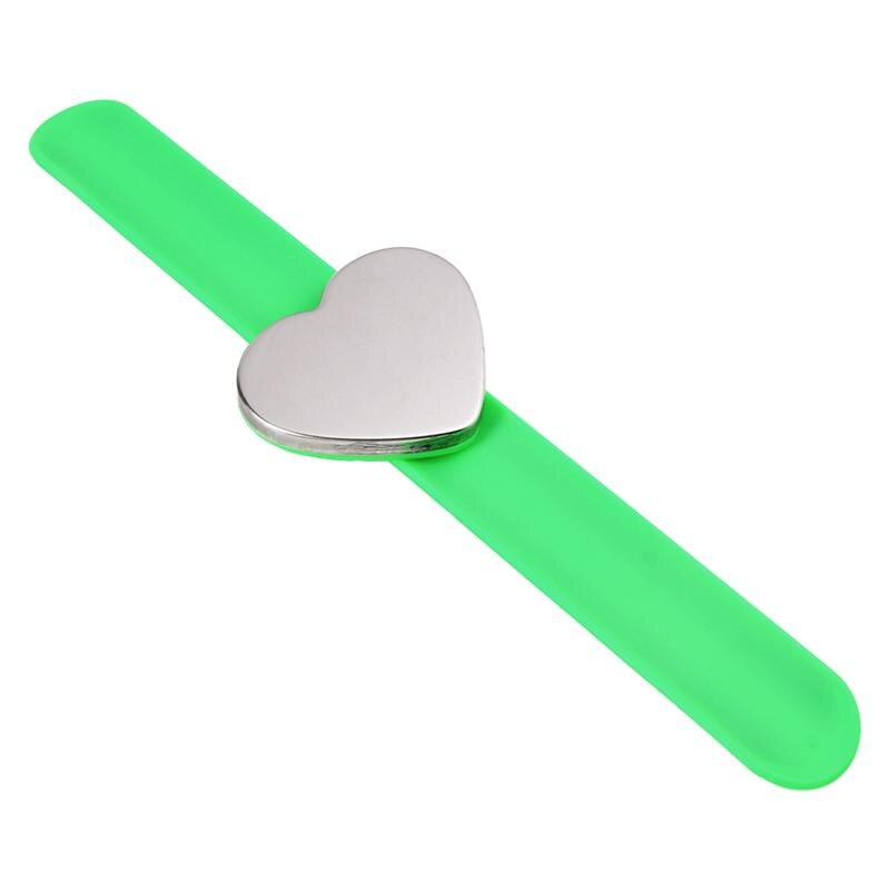 Magnetic Pin Bracelet Heart Shape Silicone Hand Band Wrist Strap Slap Bracelet Arm Pin Cushion Holder For Salon Hairstyling Clip: Green