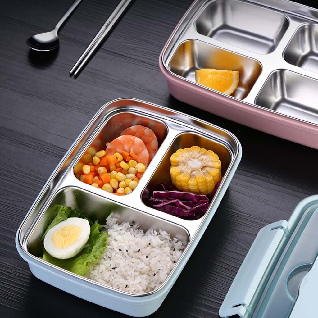 WORTHBUY Japanse Mode Lunchbox 304 rvs Bento Lunch Box Met Compartiment Servies Magnetron Voedsel Container Doos