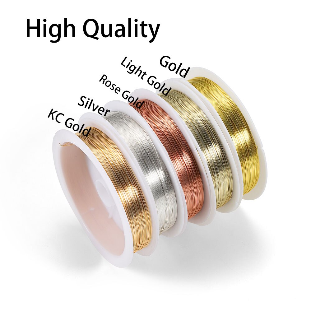 1 rolle Gold Farbe Kupfer Draht 0,2/0,3/0,4/0,5/0,6/0,7/0,8/1,0mm Perlen Schnur DIY für Schmuck Machen Zubehör