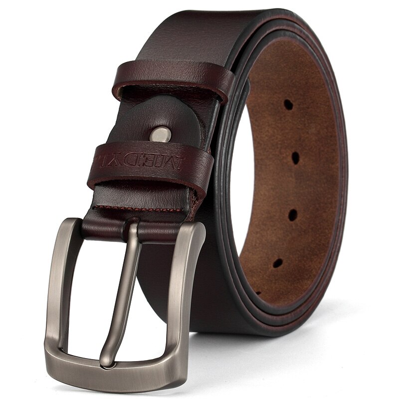 Medyla merk heren leren riem natuurlijk leer zakelijke casual riem voor heren casual broek pak jeans accessoires: Koffie / 105cm