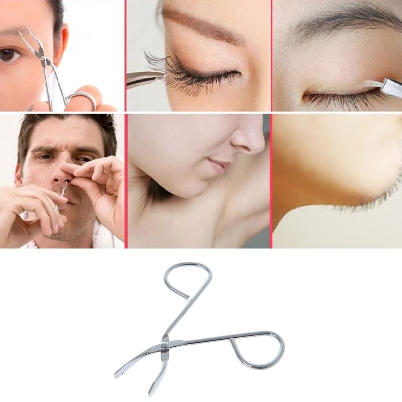 Stainless Steel Hair Removal Scissors Flat Tip Eyebrow Tweezers Clamp Clipper