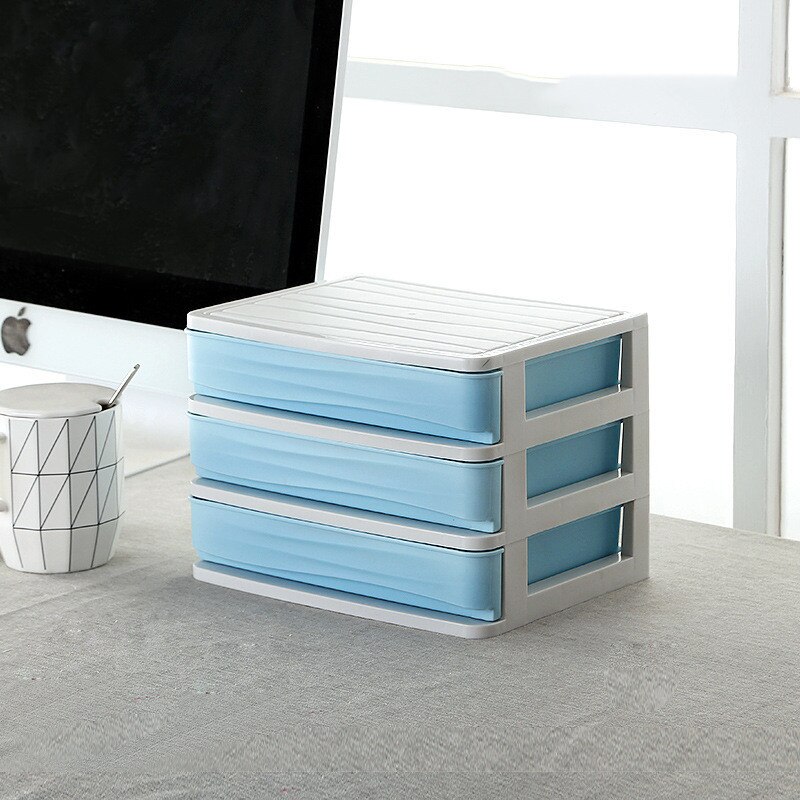 Large Capacity Makeup Organizer Cosmetics Storage Box Four Layer Drawer Jewelry Nail Polish Desktop Sundries Storage Box: Blue 3 Layer