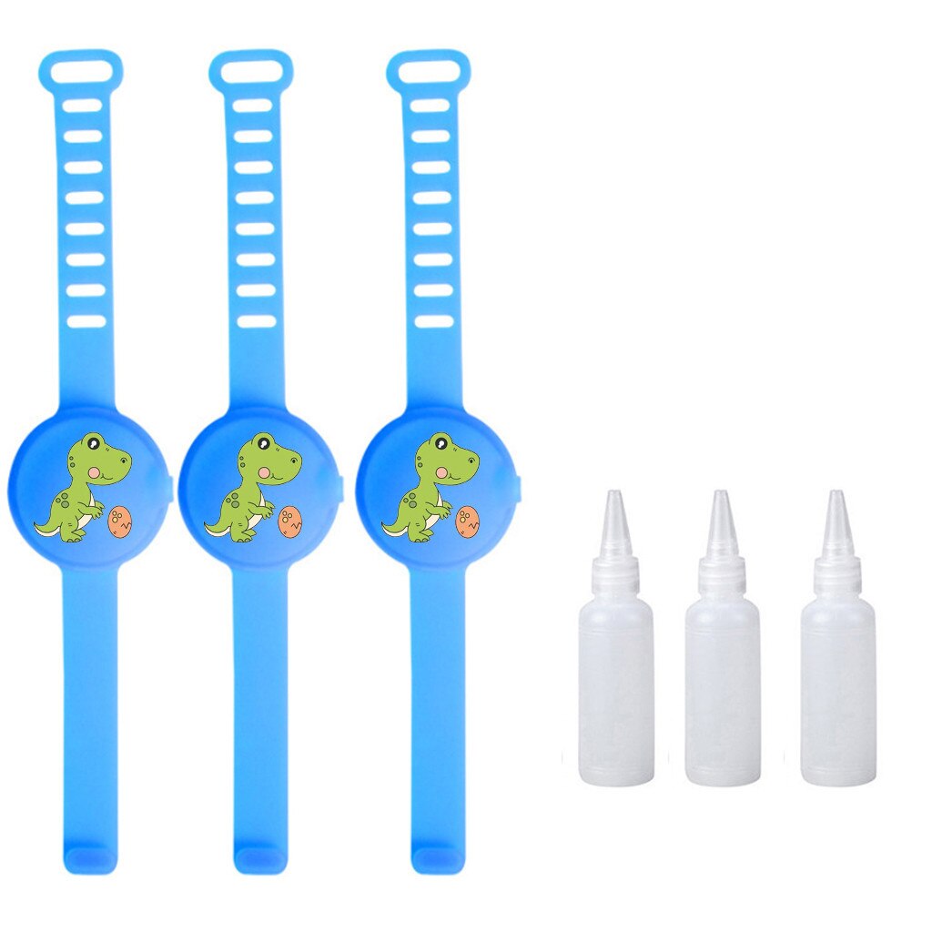 3 st handdesinfektionsmedel dispenser bärbar silikonarmband armband vuxen barn flytande armband handdispenser handtvättgel: Blå