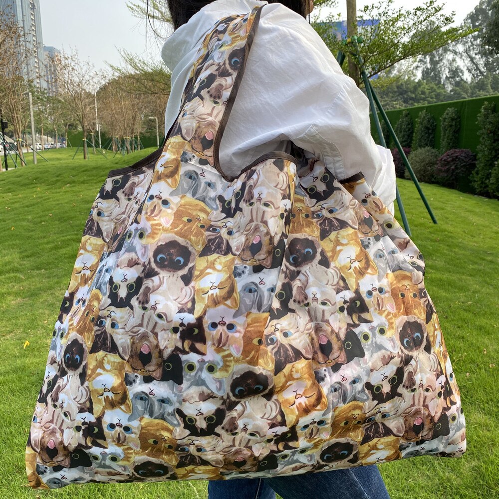 Opvouwbare Boodschappentas Herbruikbare Boodschappentassen Scheurvast Nylon Tas Geschikt Voor Kruidenier Recycling Bag Grote: 32018