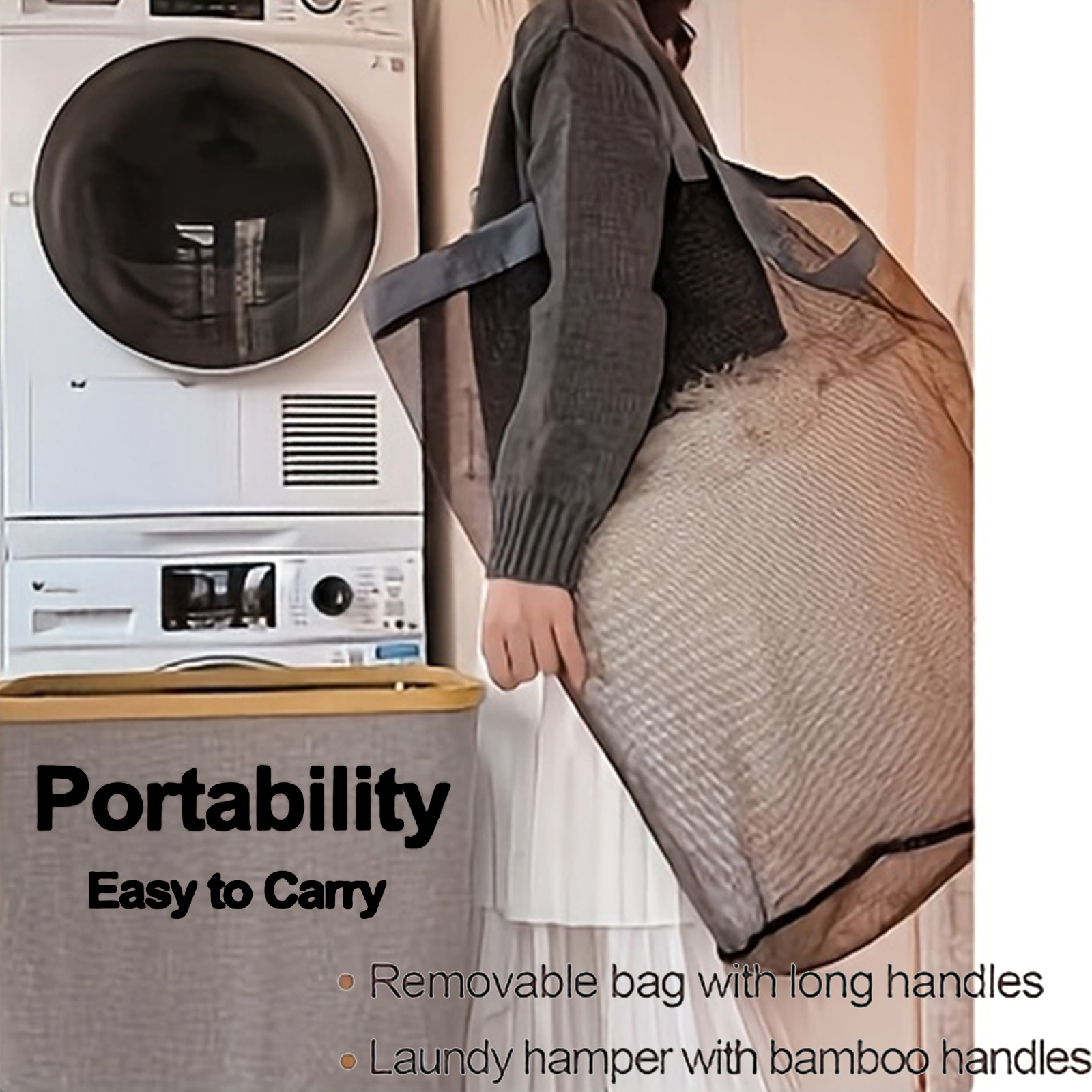 2 Recycling Bin Tote Bags, 100l, Dirty Clothes Basket Laundry Bag, Can Be Used With Bamboo Recycling Bin, Laundry Basket, Nylon