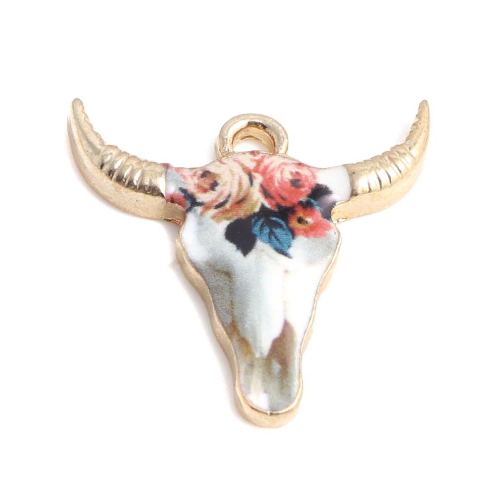 résultats faits à la main en alliage de Zinc pendentif à breloques vache Animal plaqué or émail noir et blanc pour bijoux bricolage, 10 pièces: 10