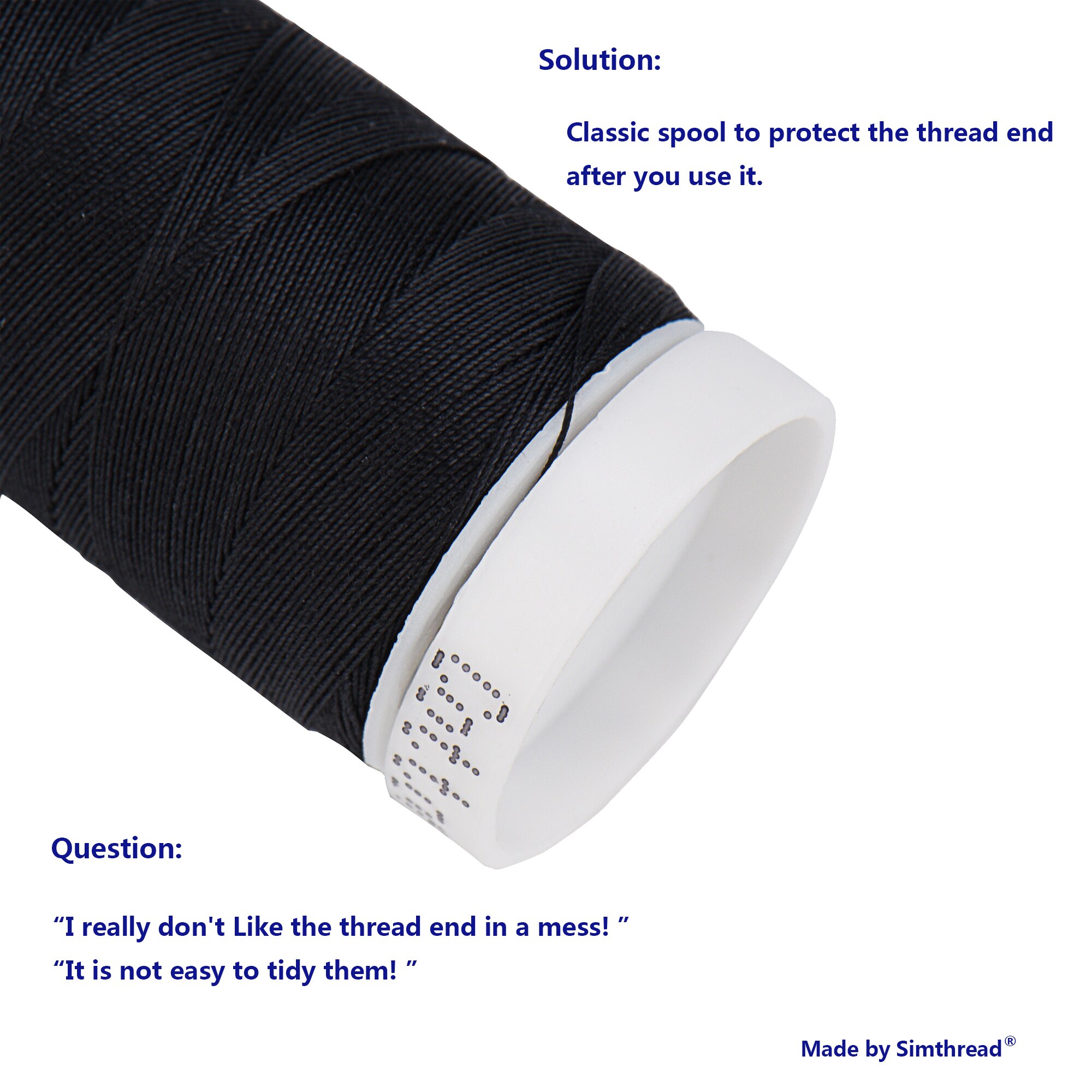 Simthread White and Black 30WT Cotton Sewing Thread for Hand or Machine Embroidery Sewing Quilting Piecing Applique etc