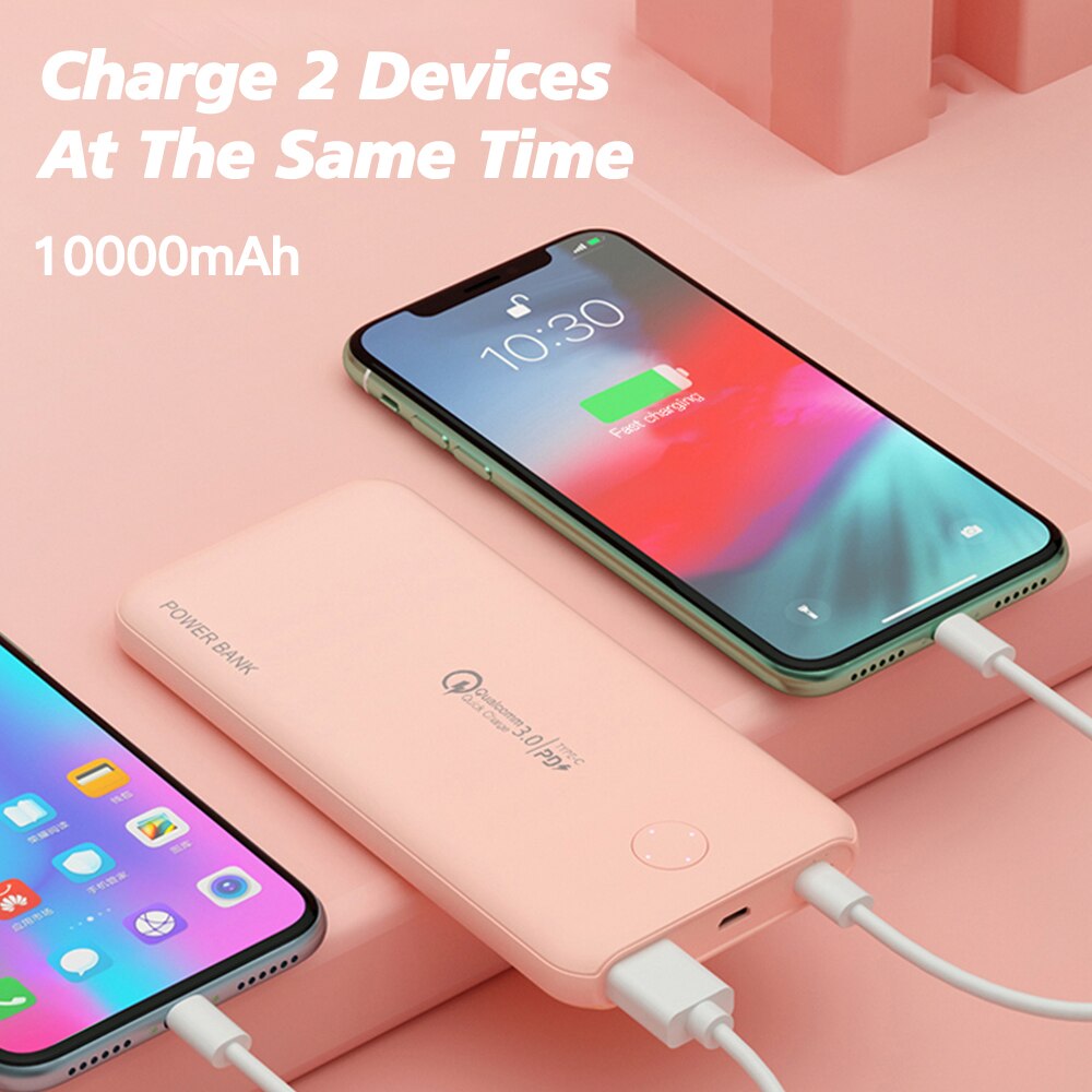 Banco de energía portátil de 10000 mAh, PowerBank de carga rápida bidireccional PD de 10000 mAh, cargador de batería externo para Xiaomi y iPhone