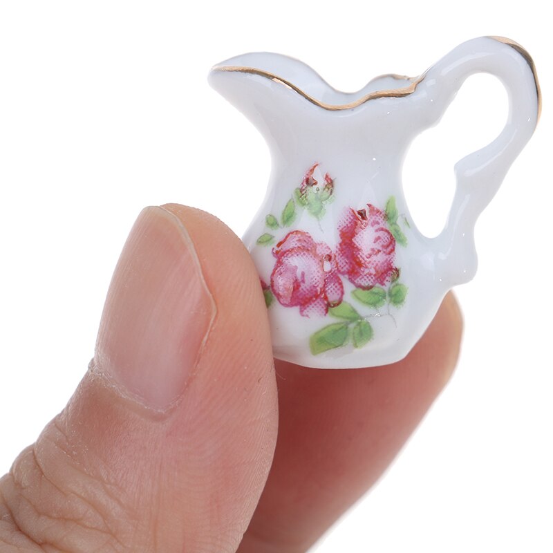 Wit Keramiek Mini Waterkoker + Wastafel Kinderen Diy Miniaturen Voor Poppenhuizen Theepot & Wastafel Speelgoed 1:12 Miniatuur Poppenhuis Meubels