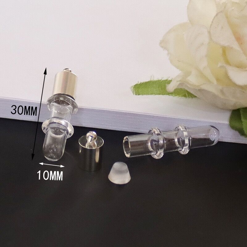 2pc 6mm mischen bilden glas Phiole Anhänger (metall kappe mit gummi stecker Mini glas charme/flasche miniatur fläschchen schmuck halskette: Nein6