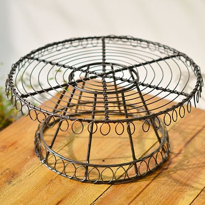 handcrafted vintage wire metal cake stand: brown