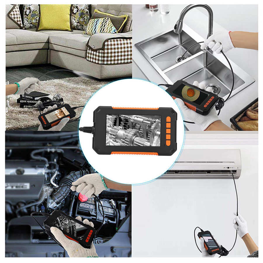 Industrial Endoscope 4.3in Screen 1080P Borehole Inspection Camera Waterproof Snake Camera with 8 LED Light 8mm Probe Diameter