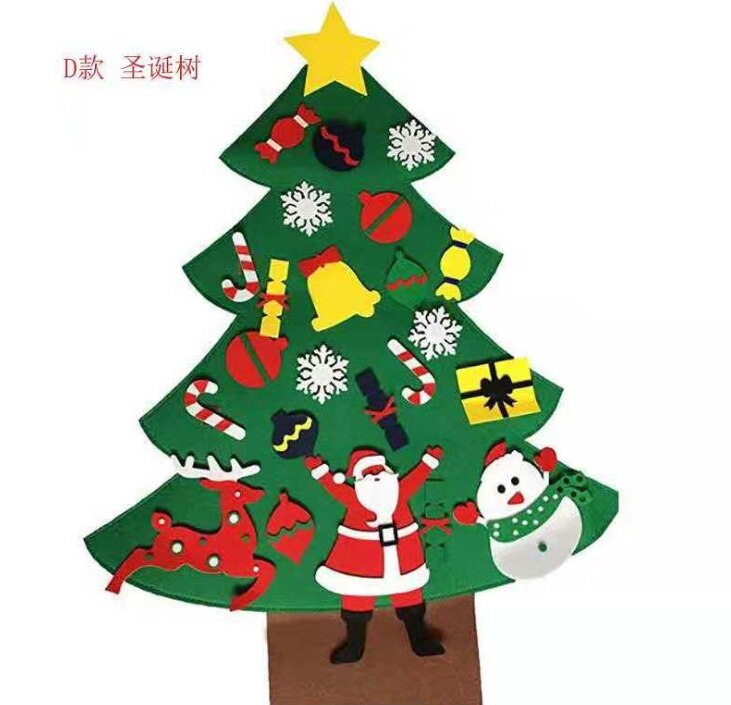 Kids DIY Felt Christmas Tree with Ornaments Children Year for Christmas Door Wall Hanging Decoration