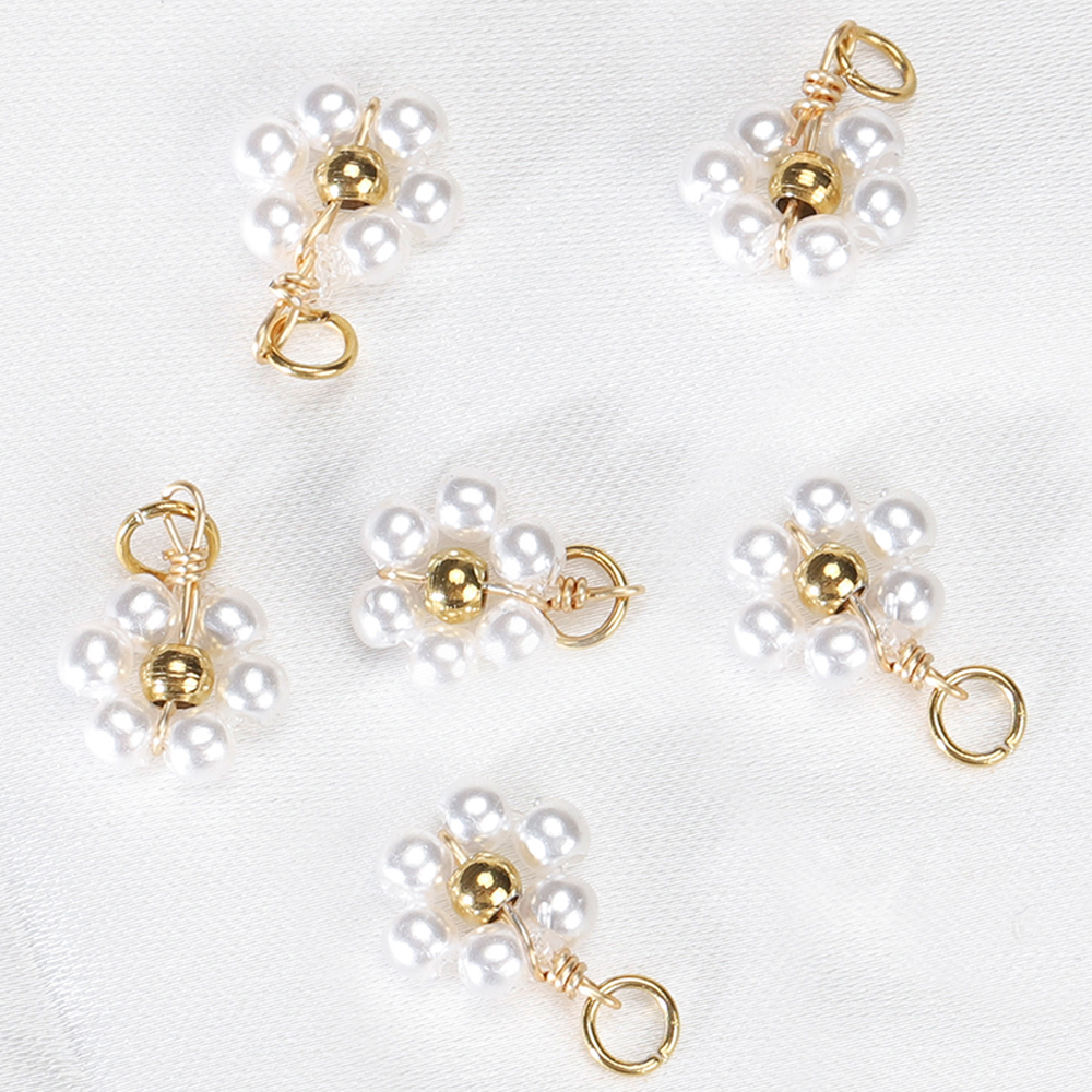 20 piezas de cuentas de perlas de imitación de flores de acero inoxidable, colgantes para fabricación de joyería, accesorios para pulseras y collares hechos a mano DIY: orange