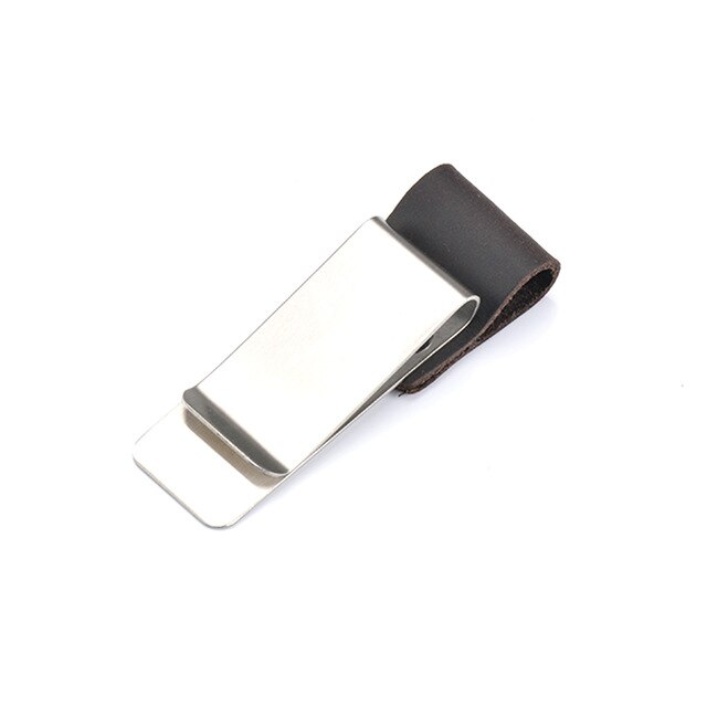 Stainless Steel & Leather Pen Clip Metal Pen clip Crazy horse/Wax leather series Accessories of Traveler's Notebook: Brown