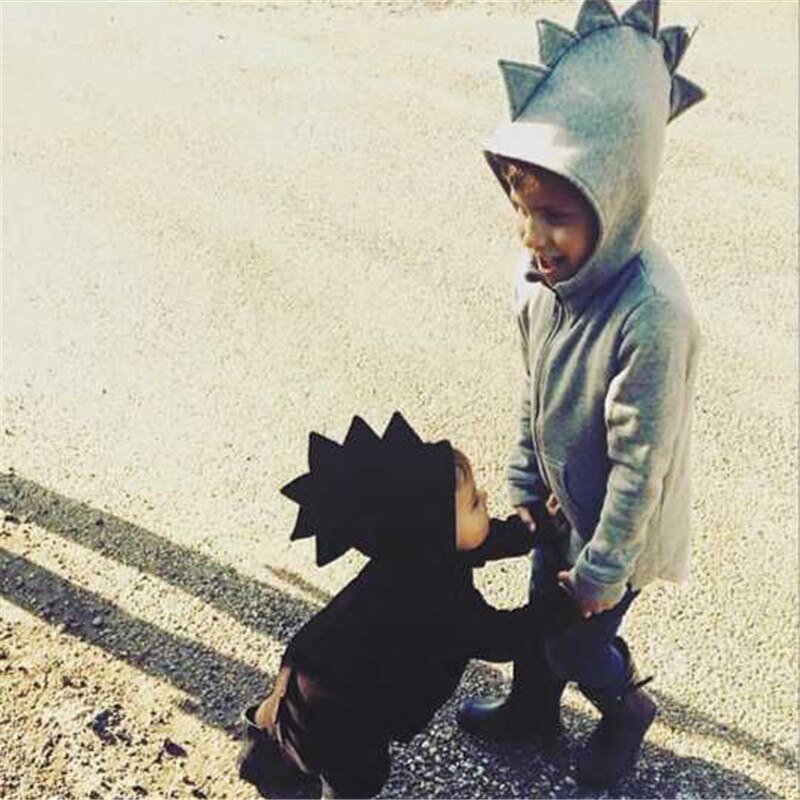 Cartoon dinosaurus capuchon baby rits jas sweatshirts kleding katoen lange mouwen jongens meisjes bovenkleding kostuum baby