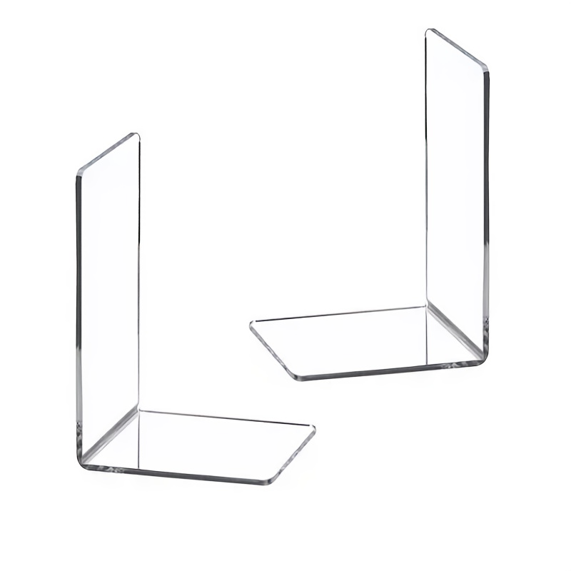 Fermalibri in acrilico da 2 pezzi: organizer da scrivania trasparente a forma di L, libreria per ufficio e casa, espositore per libri: Default Title