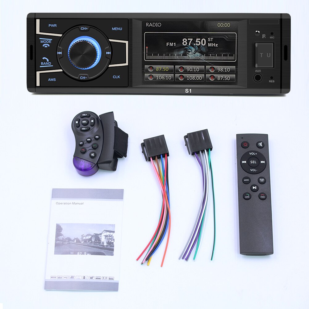 3.2 inch 1 din autoradio met  mp5- spelerscherm, bluetooth-hoofdunit, fm-radio, usb-aux-ingang, nee/met achteruitrijcamera