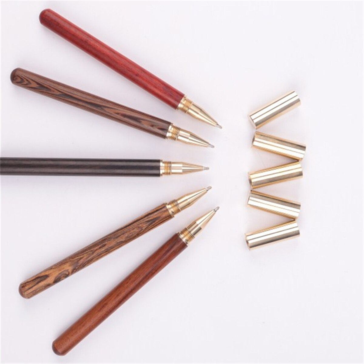 Vintage Wood Body Ballpoint Pen Ball Pens Brass Ball Roller Pen Metal Stationery School Supplies