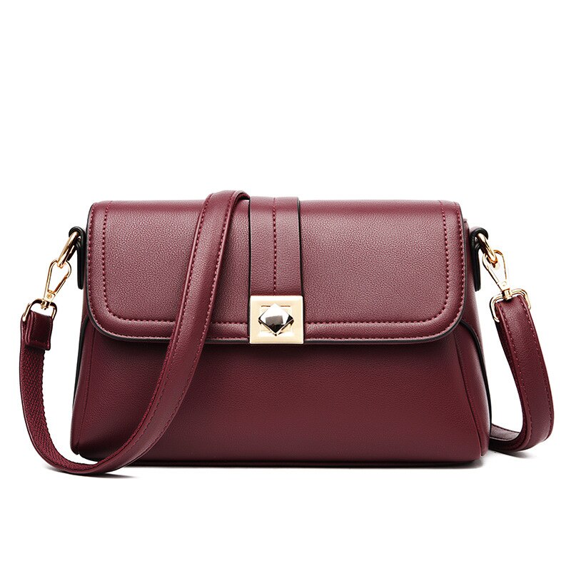 Bag middle aged women's bag trend women's mother's bag single shoulder small square bag women's messenger bag: Wine