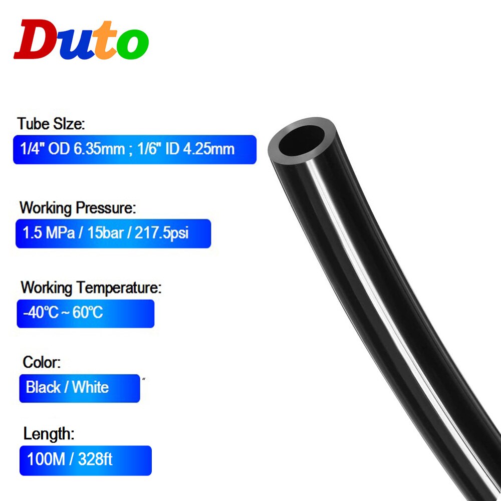 100M 1/4 "PE rury nawadniania system chłodzenia mgłą rury rura wąż dla RO system filtrowania wody akwarium (klasa żywności)