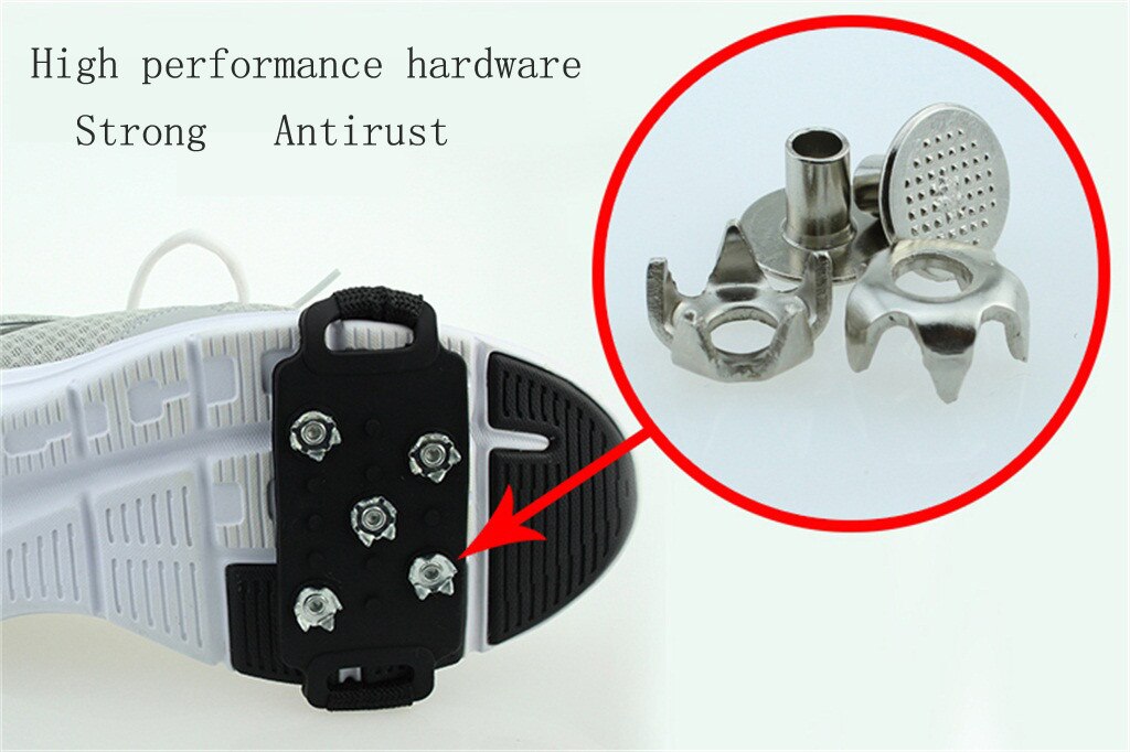 Anti Slip Ice Gripper Spike Winter Climbing Spikes Grips Crampon Cleats 5-Stud Shoes Cover Snow Spikes Cleats Chain Claws Grips