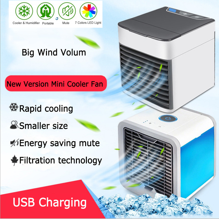 Draagbare Mini Ventilator Airconditioner Conditioning Luchtbevochtiger Luchtreiniger Usb 7 Kleuren Led Desktop Cooler Ventilator Voor Thuis Kantoor Fans