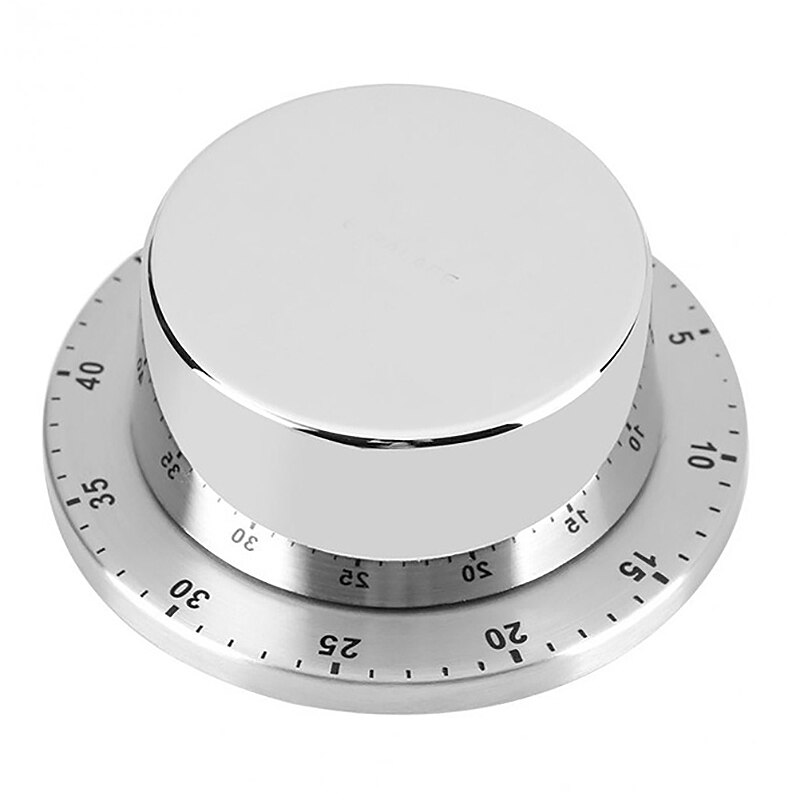 Stainless Steel Kitchen Timer with Magnetic Base Manual Mechanical Cooking Clock Alarm Reminder