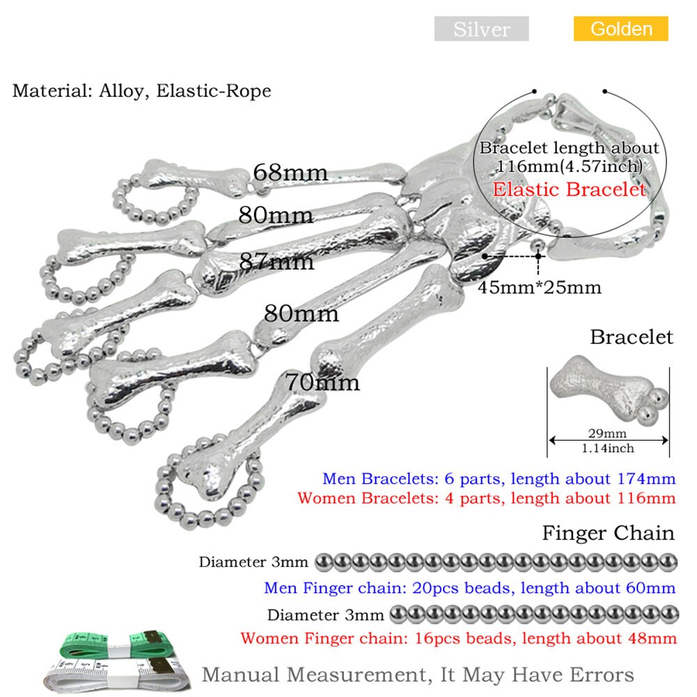 Nachtclub gotisch Punk Schädel Finger Armbänder für Frauen Skelett Knochen Hand Armbänder Armreifen Weihnachten Halloween