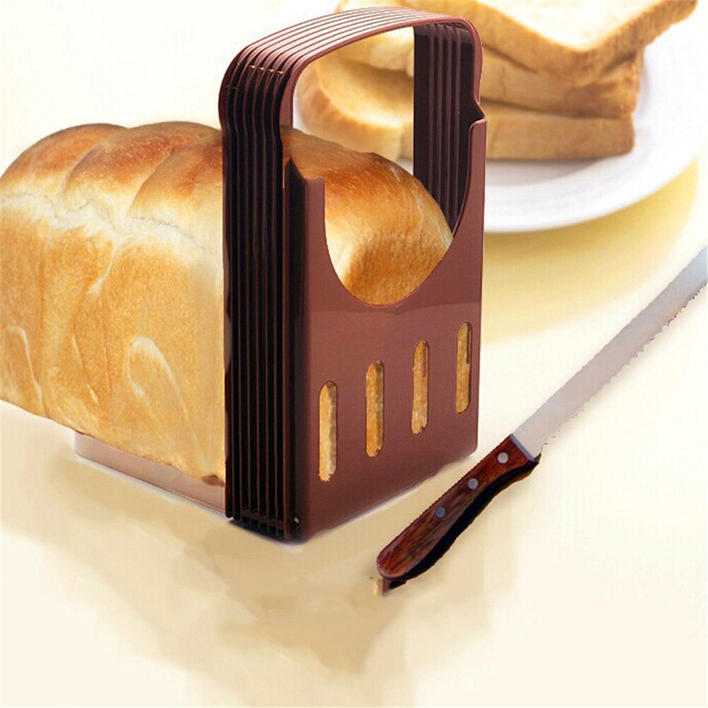 ABS Resin Bread Cutter Loaf Toast Slicer Coffee Color Practical Kitchen Slicing Guide Cutting Tool
