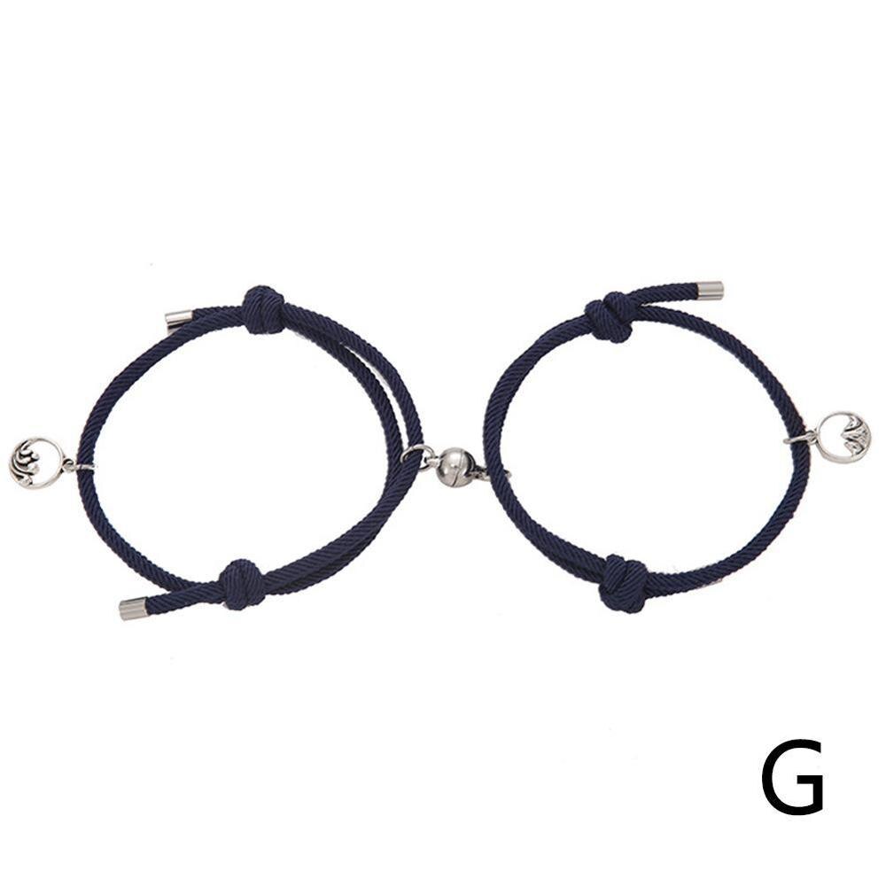 2 unids/set de pulsera emparejada para amantes imán distancia pareja Braslet para niña niño cuerda trenzada: G