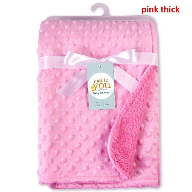 Zwf348 cobertor para o bebê swaddling pequeno lance caso capa de cama folhas flanela veludo quente sólido micro pelúcia: pink thick