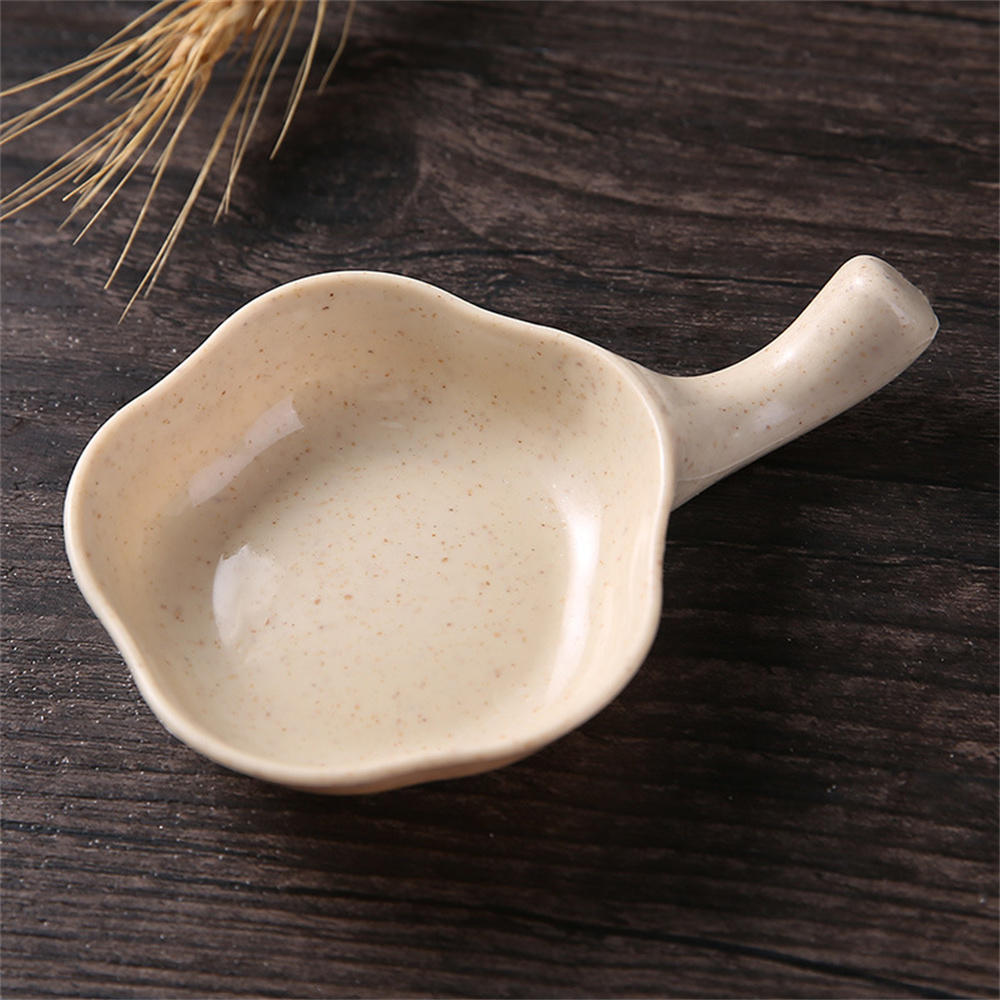 Wheat Straw Seasoning Sauce Dish Small Dip Bowl Butter Sushi Plate Vinegar Soy Saucer For Kitchen Supplies Tableware For Serving: Beige-12x7cm