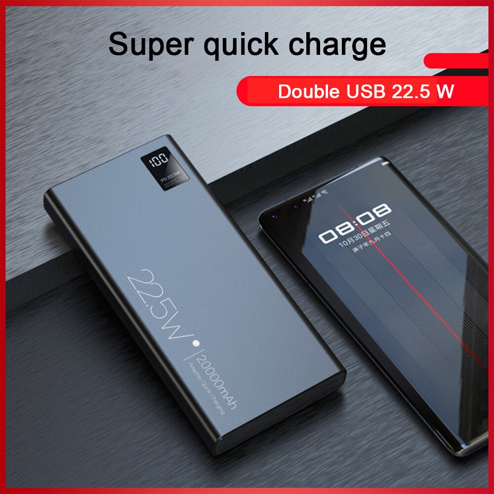 Floveme 22.5W Digitale Display Power Bank Voor Huawei Pd Ultra-Dunne Snel Opladen Power Bank 1000mAh20000 Mah Dual usb Snel Opladen