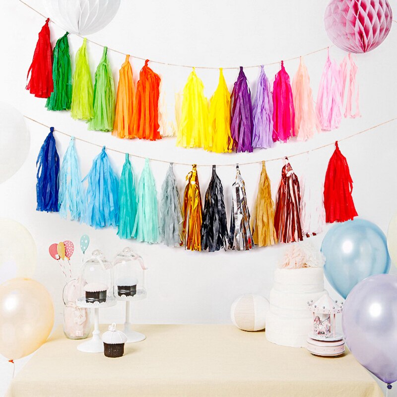 1 conjunto multi purpose estilo europeu festa de aniversário suprimentos chá de fraldas tecido diy borla guirlanda decoração do casamento crepe papel