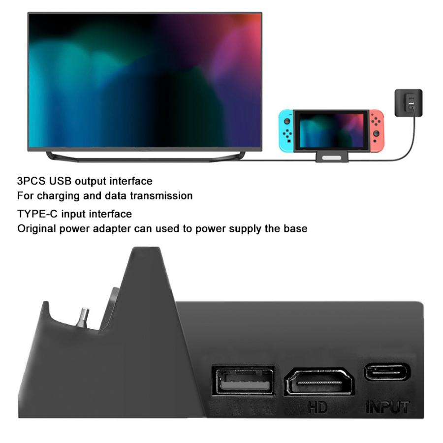 ABS Portable Games Charging Dock High Definition Conversion Charger Base for Switch to TV video converter base