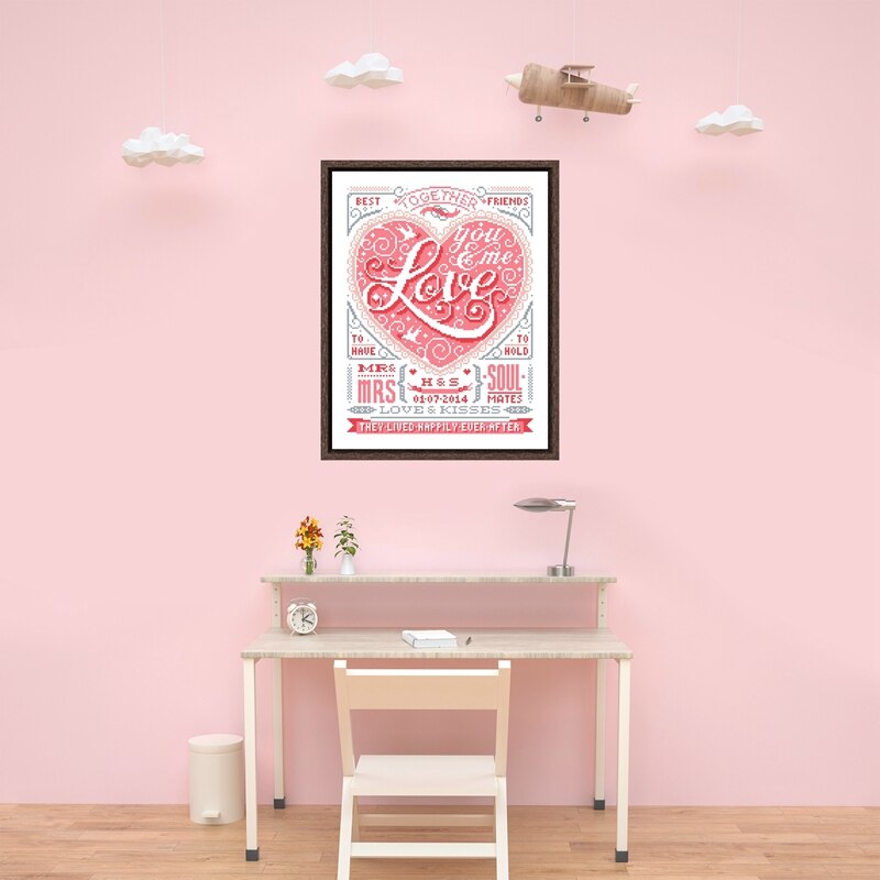 Love heart cross stitch kit simple pattern 18ct 14ct 11ct unprint canvas stitching embroidery DIY wall home decor