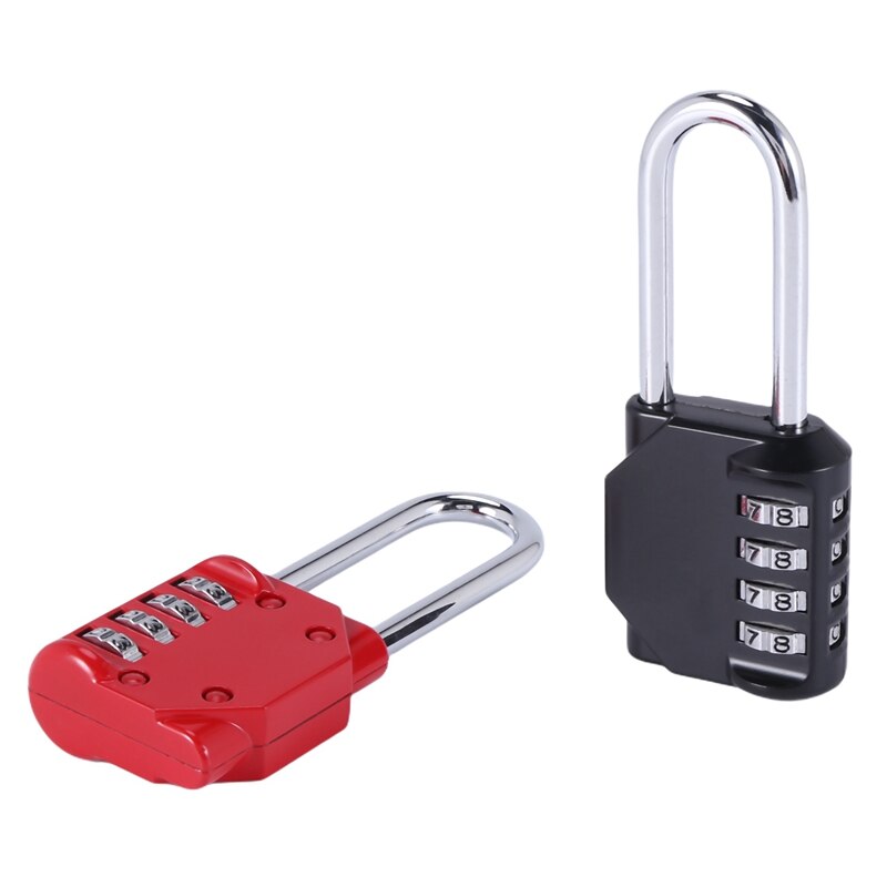 2 Pack Code Padlocks, 4 Digit Long Shackle Resettable Pad Lock for Outdoor Gate, Shed, Fence, Hasp Storage, Gym Locker