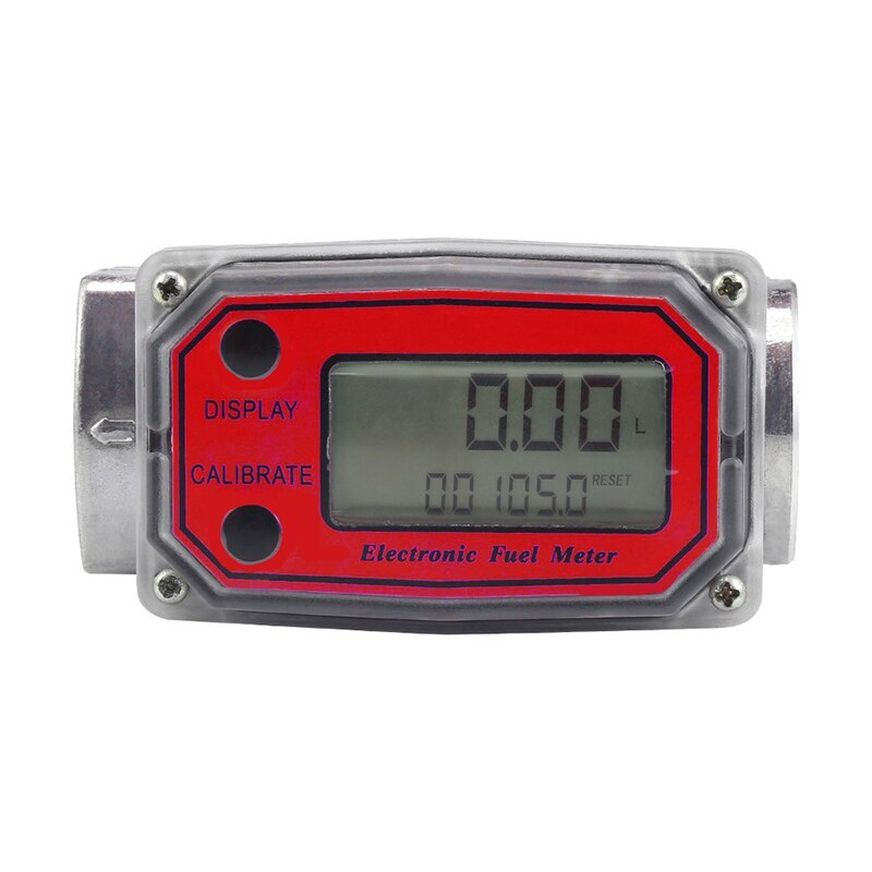 Digital Fuel Flow Meter Car Gasoline Methanol Water Flow Meter Counter Fuel Flow Sensor Indicator: red