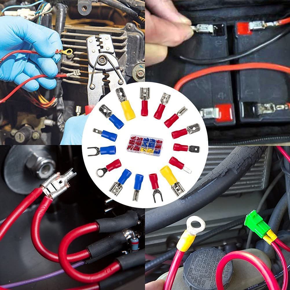280PCS Crimp Spade Terminal Assorted Electrical Wire Cable Connector Kit Crimp Spade Insulated Ring Fork Spade Butt Set