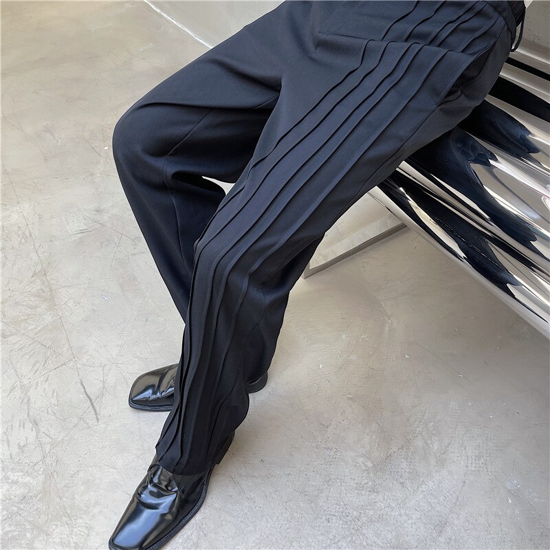 Costume droit décontracté pour hommes, pantalon tendance, plissé, Streetwear japonais coréen, Vintage, Chic