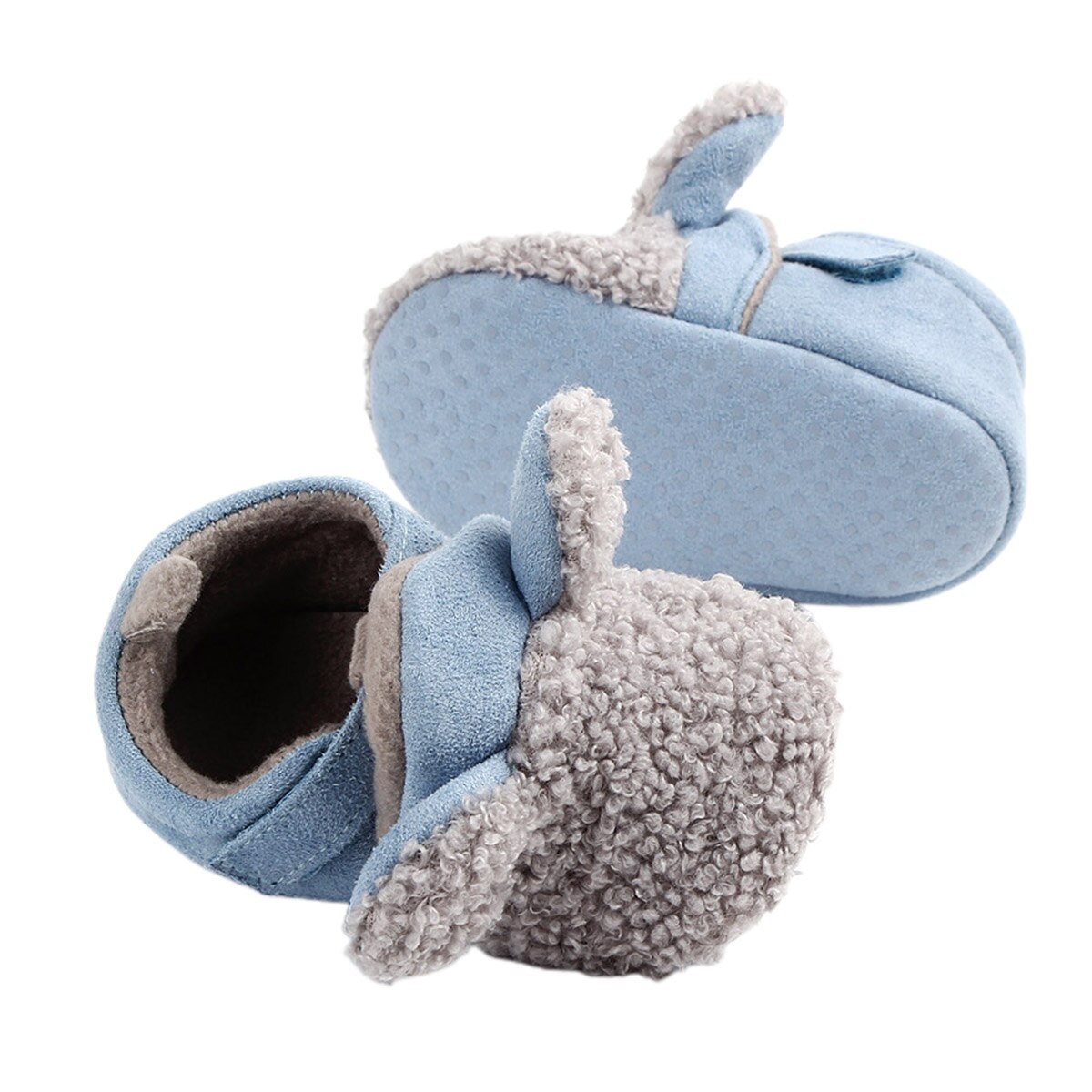 Bebis pojkar tjejer fleece tossor mjuk sula vinter varma tofflor halkfria spädbarn hus spjälsäng skor med djur öron
