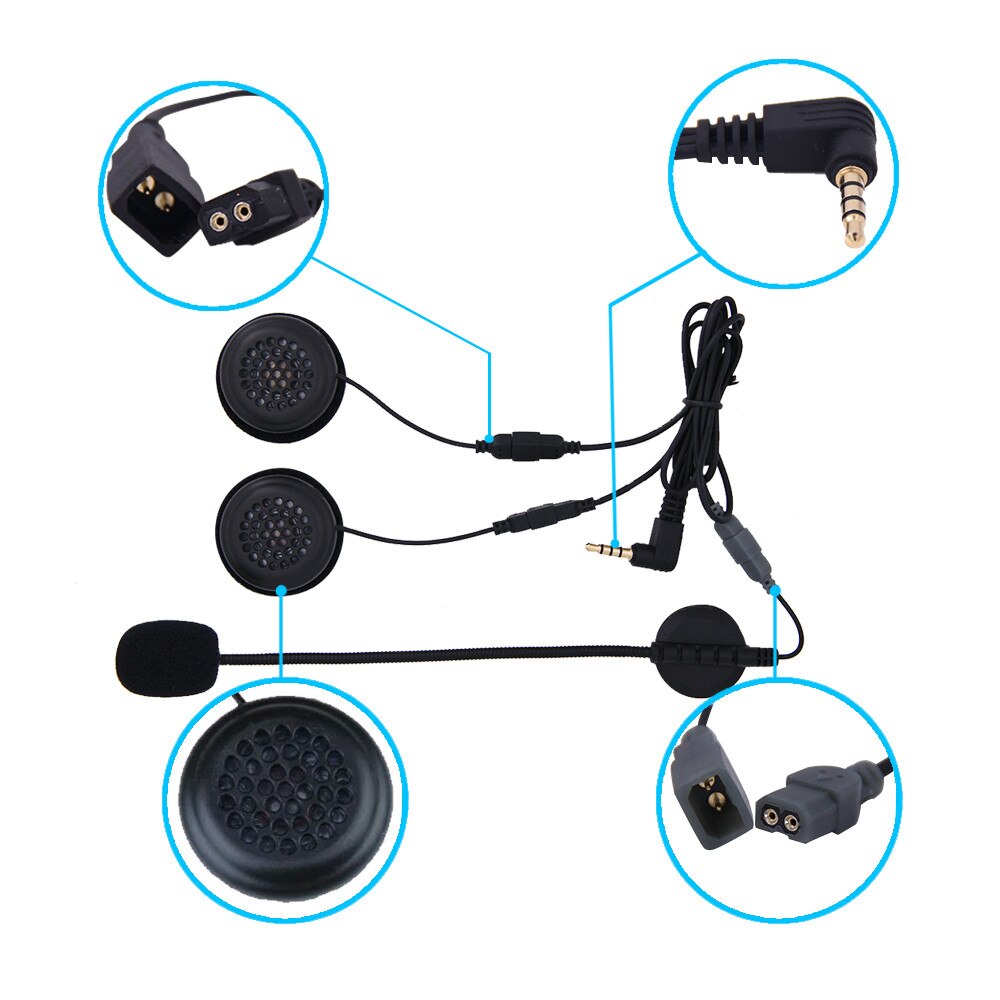 Ejeas & Vnetphone-auriculares 2 en 1 para casco de motocicleta, audífonos con micrófono y altavoz, Jack de 3,5mm, Bluetooth, para V4, V6 PRO, E6 Plus, Q7, Q20