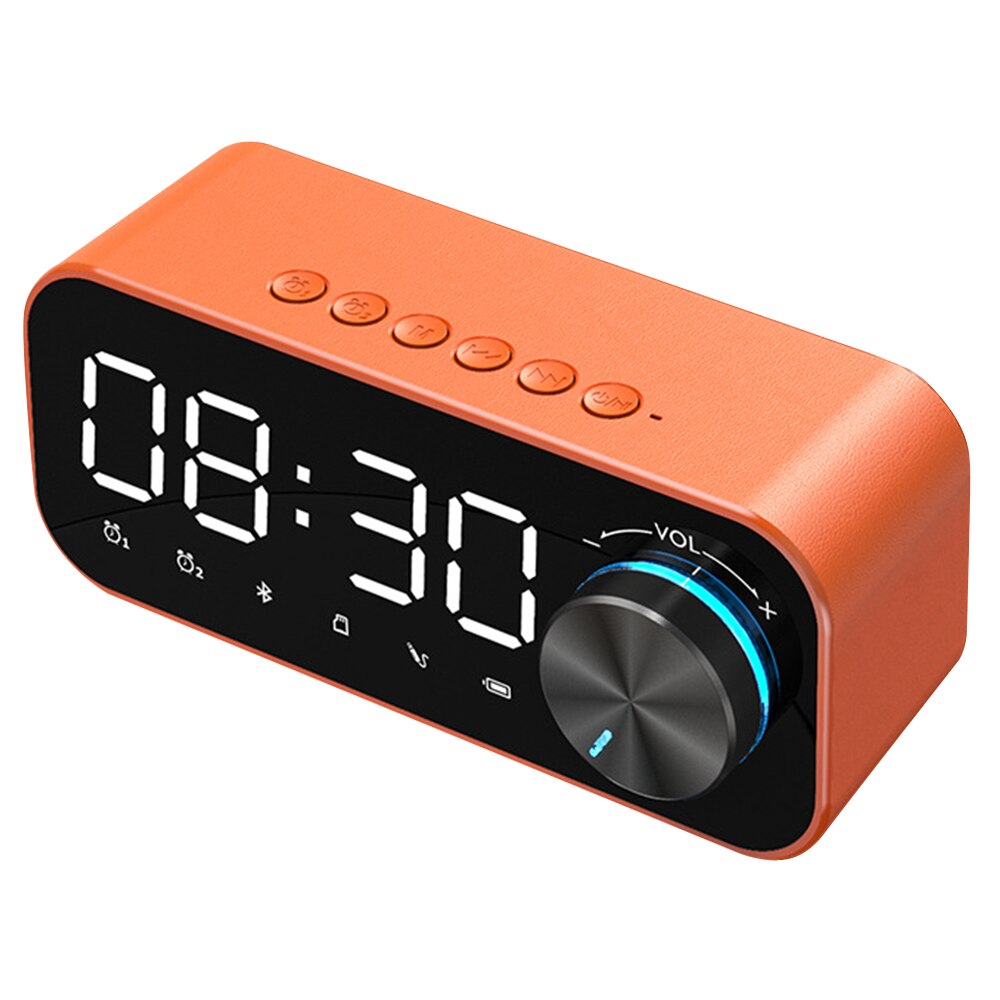 Alarm Clock Bluetooth Speaker LED Digital Display Alarm Clock Radio LED Wireless TF Card Subwoofer Music Player Table Clock: Orange