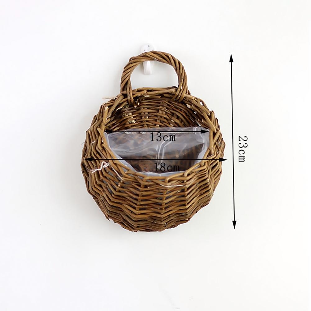Natural Wicker Rattan Hanging Basket Flower Pot Hand Made Plant Pot Basket Holder Laundry Basket Vase Container Home Decoration: C